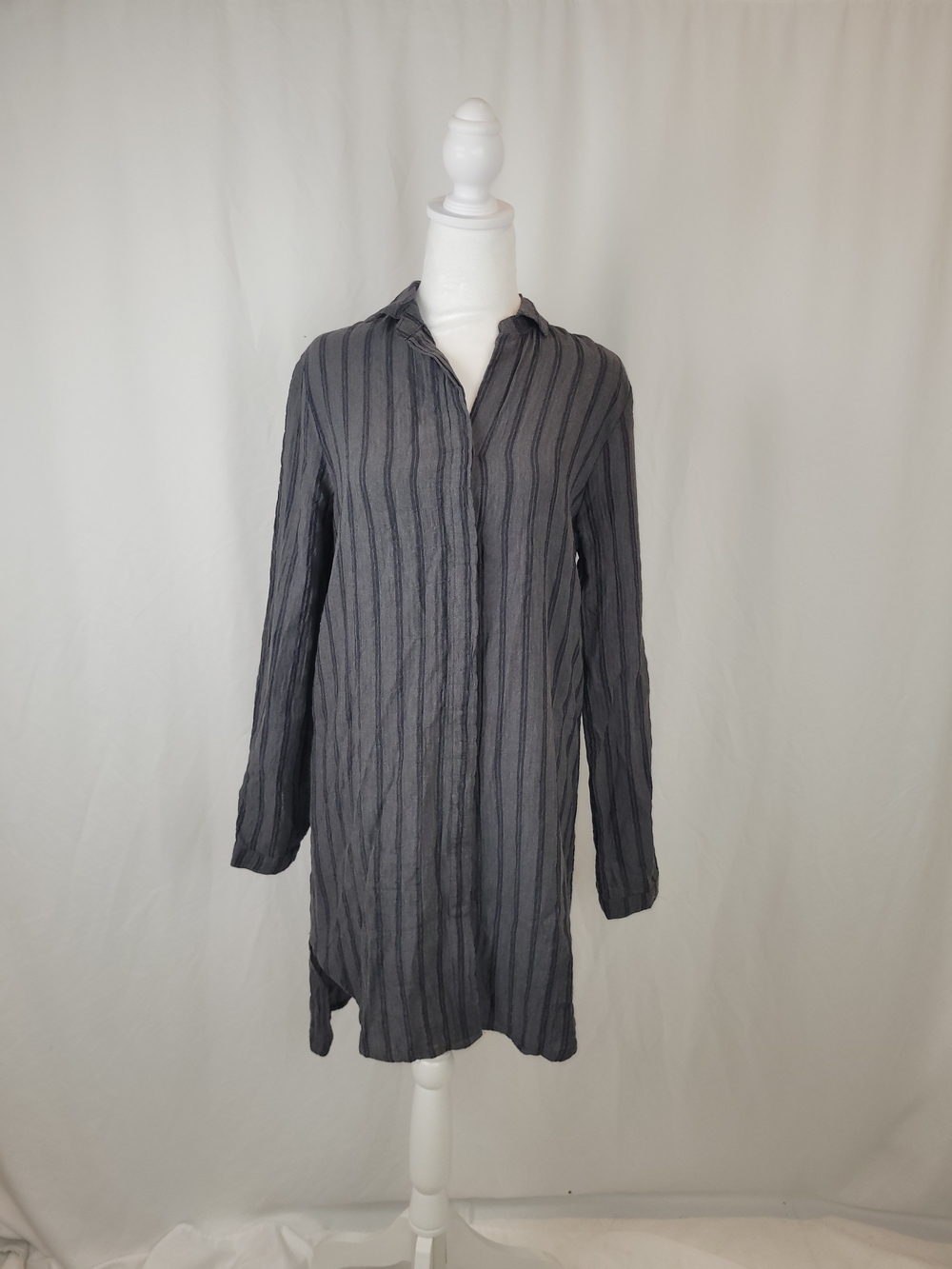 Anthropologie Cloth & Stone Striped Shirt Dress NWT Tunic Boho Gray Small